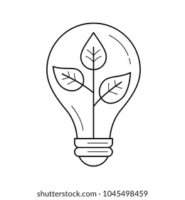 Ecology energy line icon isolated on white background. Vector line icon of a light bulb with plant for infographic, website or app. Eco energy concept.