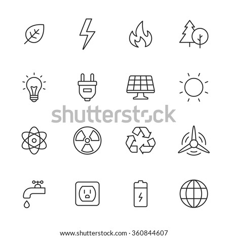 Ecology and energy line icons