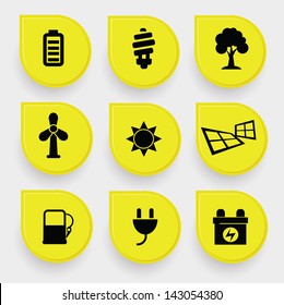 Ecology & Energy on yellow buttons,vector