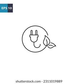 Ecology energy plug outline icon Vector illustration