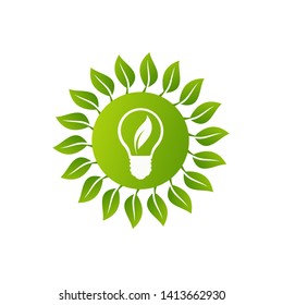 Ecology energy saving light bulb,Green cities help the world with eco-friendly concept ideas.vector illustration