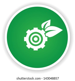 Ecology engineer symbol on green button,vector