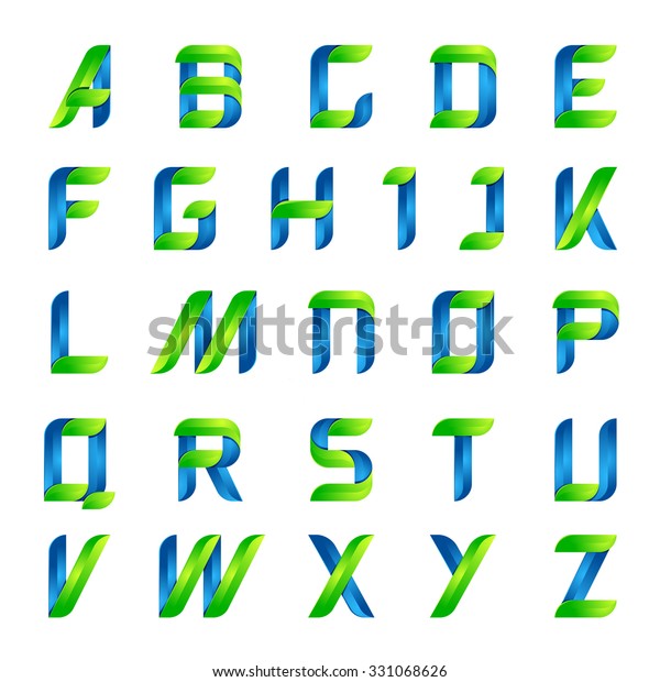 Ecology English Alphabet Letters Green Blue Stock Vector (Royalty Free ...