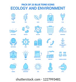 Ecology and Enviroment Blue Tone Icon Pack - 25 Icon Sets