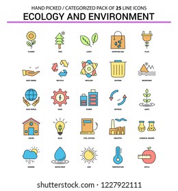 Ecology and Enviroment Flat Line Icon Set - Business Concept Icons Design