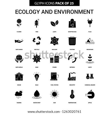 Ecology and Enviroment Glyph Vector Icon set