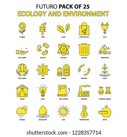 Ecology and Enviroment Icon Set. Yellow Futuro Latest Design icon Pack