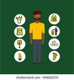 ecology enviromental eco nature isolated, vector illustration
