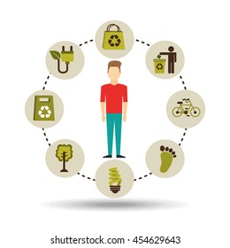 ecology enviromental eco nature isolated, vector illustration