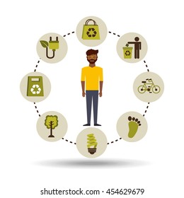 ecology enviromental eco nature isolated, vector illustration