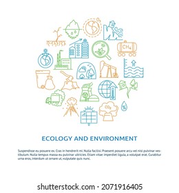 Banner de ecología y entorno con texto en estilo de línea. El cambio climático y el calentamiento global. Ilustración vectorial.
