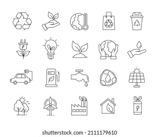 Ecology Environment Colorful Outline Icon Set Stock Vector (Royalty ...