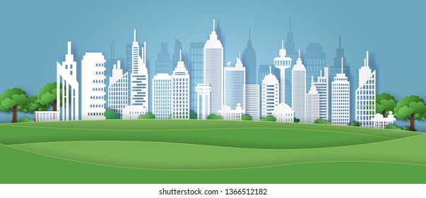 Ecology Environment Conservation City Nature Landscape Stock Vector ...