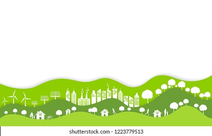 Ecology and environment conservation concept with Eco green urban city and sustainable,Vector illustration. Ecology and environment conservation concept with Eco green urban city and sustainable,Vector illustration.