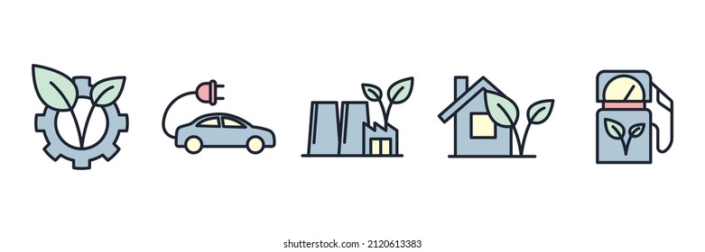 Ecology and Environment elements set icon symbol template for graphic and web design collection logo vector illustration