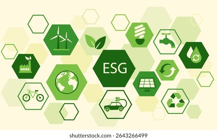 ecology environment esg icon sustainable development background. Environmental Social and Governance. save world concept. vector flat design.
