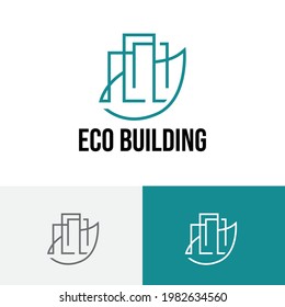 Ecology Environment Friendly Building Green Leaf Construction Logo