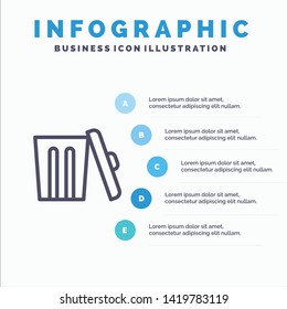 Ecology, Environment, Garbage, Trash Line icon with 5 steps presentation infographics Background