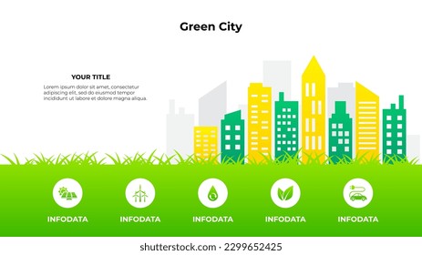 Ecology and environment with green city. Save protection world concept. Vector illustration flat style