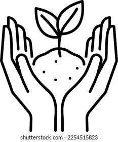 Ecology, environment, growing vector icon on transparent background. Outline Ecology, environment, growing vector icon