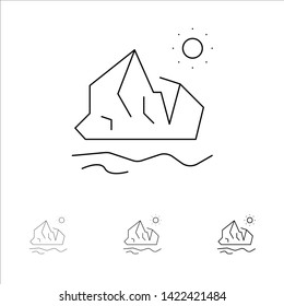 Ecology, Environment, Ice, Iceberg, Melting Bold and thin black line icon set