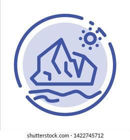Ecology, Environment, Ice, Iceberg, Melting Blue Dotted Line Line Icon