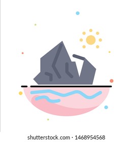 Ecology, Environment, Ice, Iceberg, Melting Abstract Flat Color Icon Template. Vector Icon Template background