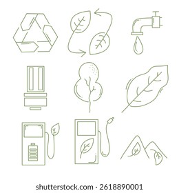 ecology environment icon resources bundle set with line doodle style for eco energy and nature environment