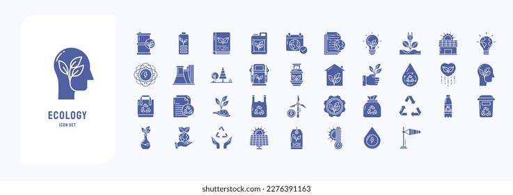 Ecología y conjunto de iconos de entorno que incluyen iconos como Eco, Documento, Batería y más