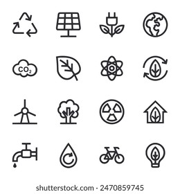 Ecology environment icon set Vector 