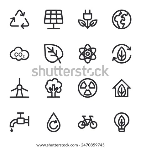 Ecology environment icon set Vector 