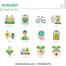 ecology and environment icon set,flat style,vector and illustration