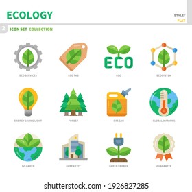 ecology and environment icon set,flat style,vector and illustration