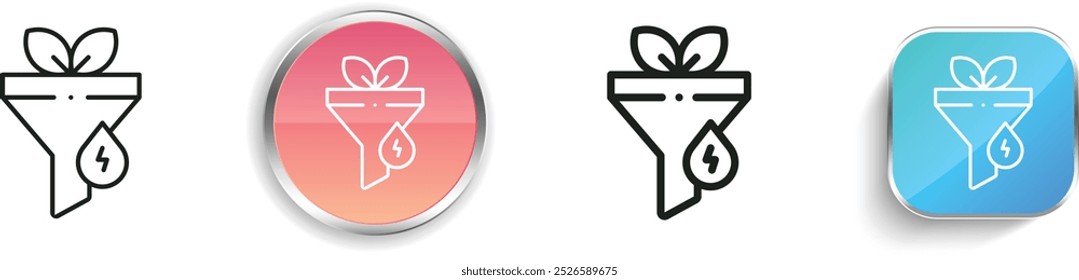 Symbol für Ökologie und Umwelt. Design mit dünnen Linien, regelmäßigen Linien und Schaltflächen einzeln auf weißem Hintergrund