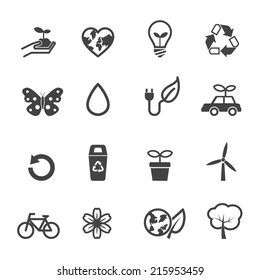 ecology and environment icons, mono vector symbols