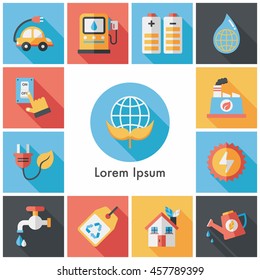 Ecology and environment icons set 