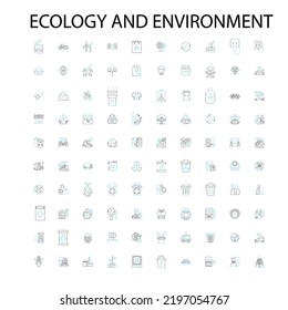 ecology and environment icons, signs, outline symbols, concept linear illustration line collection