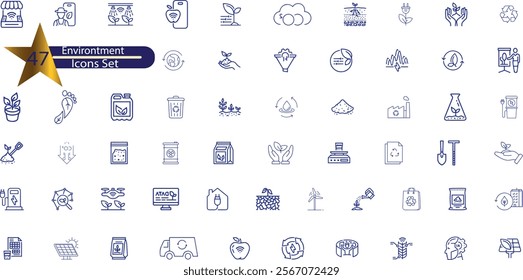 Ecology and environment line icons set. Environment, sustainability, nature, recycle