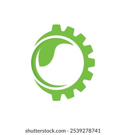 Ecology environment logo vector. Eco Gear vector icon, Green Leaf Logo vector Icon illustration Design.