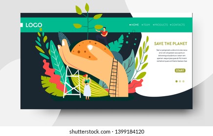 Ecology and environment planting tree web page template