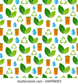 Ecology, environment protection. Seamless pattern for wrapping paper, wallpaper, web page background and more. Vector illustration. EPS10.