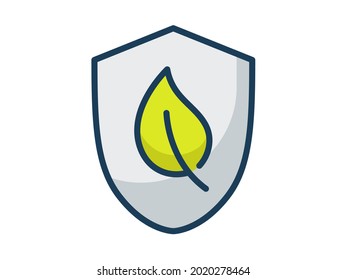 ecology environment protection shield leaf save single isolated icon with filled line style