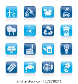 Ecology, environment and recycling icons - vector icon set