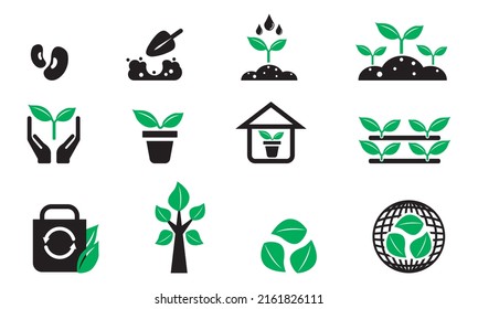 Ecology and Environment related color line icon set. Eco friendly and Eco line icons flat