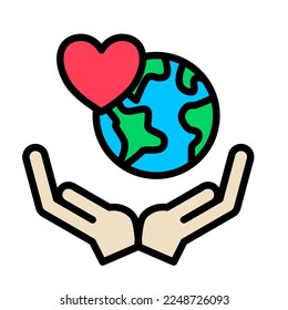 Ecology and Environment related color line icon. Nature and Renewable Energy colorful linear icons. Eco friendly and Eco line icons flat color outline vector sign.