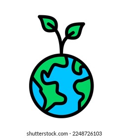 Ecology and Environment related color line icon. Nature and Renewable Energy colorful linear icons. Eco friendly and Eco line icons flat color outline vector sign.