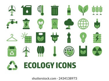 Conjunto de iconos de línea de color relacionados con la ecología y el medio ambiente. Iconos lineales coloridos de naturaleza y energía renovable. Eco friendly y Eco línea iconos de color plano contorno vector colección de signo.