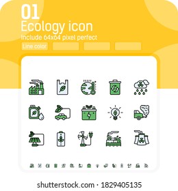 Ecology and environment related icon with outline color style isolated on white background. Eco friendly and eco or nature and renewable energy colorful vector linear color icon for environment