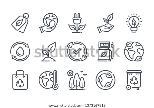 Ecology Environment Related Line Icon Set Stock Vector (Royalty Free ...