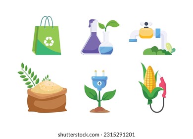 Ecology and environment related nature and colorful linear renewable energy line. Eco friendly, ecology, green technology and environment symbols.